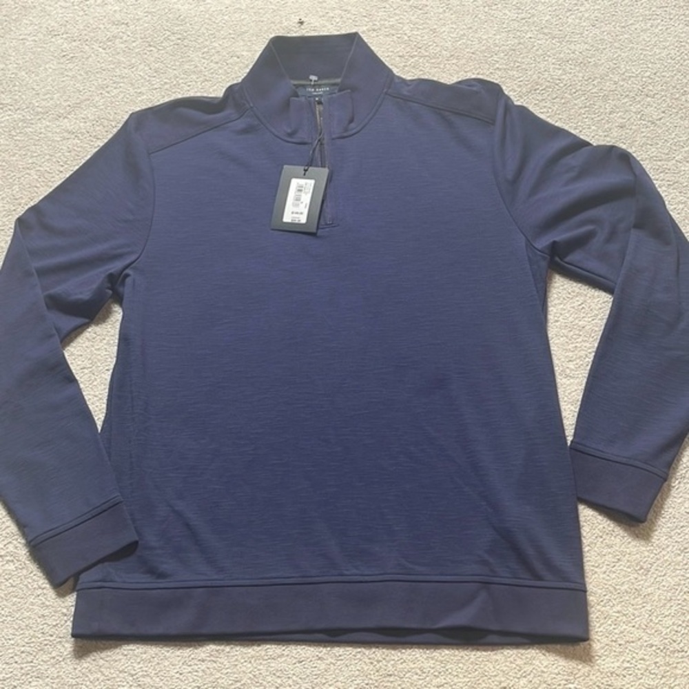 Ted Baker London Size 5 US XL Men’s Blue 1/4‎ Zip Pullover New MSRP $149
